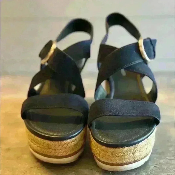 Marc Fisher Zain Espadrille Platform Sandals‎ Blue Suede Size 8M - Picture 3 of 10